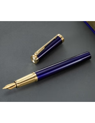 Blue Stainless Steel Fountain Pen