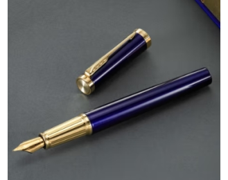 Blue Stainless Steel Fountain Pen